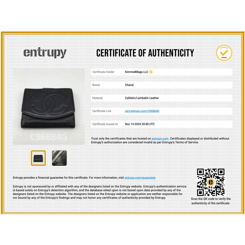 Pre-owned CHANEL Leather small leather goods PRELOVED CC Logo Black Caviar Skin Bifold Wallet. 111424 H