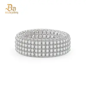 Delzzad Infinite Sparkle 4-Row Eternity Ring Dakota Engagement Ring Band Wedding Ring Synthetic Moissanite Ring Jewelry S925/Copper Band Perfect Birthday Engagement Wedding Anniversary Christmas Valentine's Day Gift Elegant Ring Elegant Casual Ring