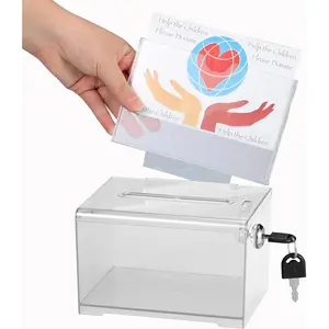 Adir Suggestion Box with Slot and Lock -  Donation Box for Fundraising, Drawing Box for Raffle, Funraiser Box, Tip Box with Lock - 6.25x4.5x 4 Inches voting box with slot and Sign Holder