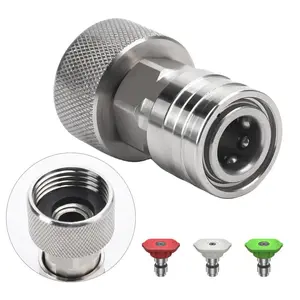 Garden Hose to Mini Power Washer Adapter,3/4" GHT to 1/4" Quick Connect, Stainless Steel Leak-Proof Connector for Car Wash Outdoor Cleaning Nozzle and Sprayer Attachment