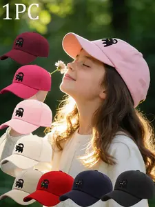 1PC Youth Summer Sun Protection Baseball Hat, Sports Outdoor Hats, Adjustable Floral Style, Cute Design, Ideal for Hiking, Travel, Back-To-School Season