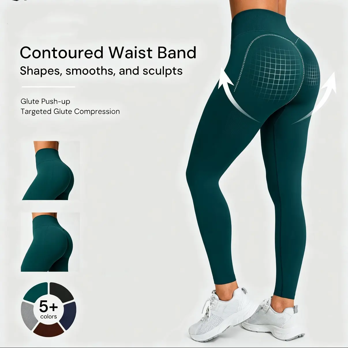 BRXL  BrxlGrit【Discount for live】Lycra Fabric Scrunch Hip Lifting Tummy Control High Waist Workout Leggings for Women Seamless Compression Gym Yoga Pants 4 Way Stretch Squat Proof Non See Through Moisture Wicking for Training Running-brxl-1