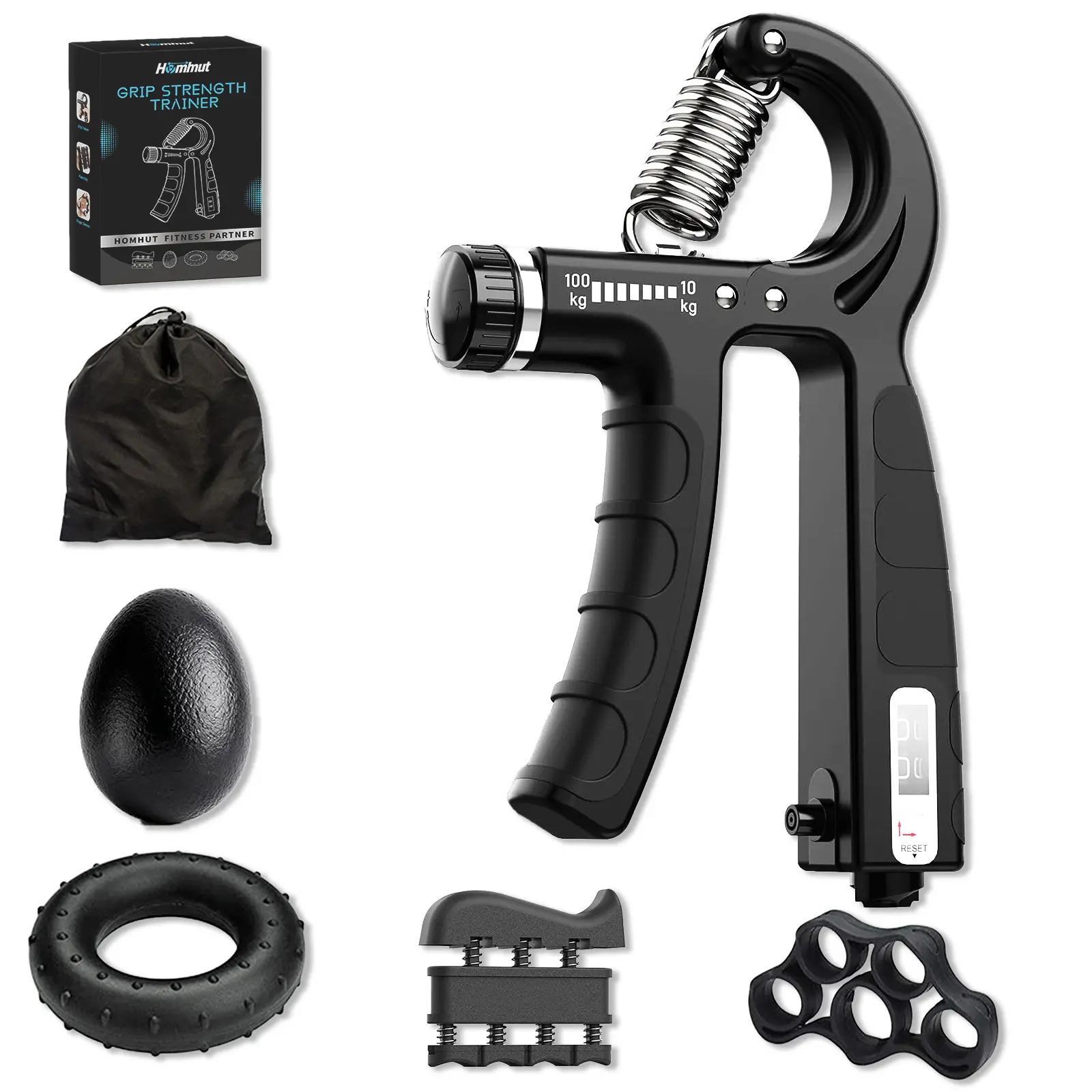 2-Count Vein Promoting Grip Strength Kit, Hand Grip Strengthener Plus Finger Exerciser & Stress Squeeze Ball For Muscle Fitness