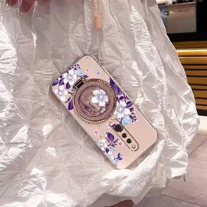 1 Piece Durable Xiaomi Redmi 8 Phone Cases Comfortable feel Purple flowers With bracket Pattern Case Suitable For Xiaomi Redmi 8 Featuring Couple style In Entertainment