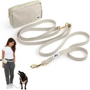 Hands Free Dog Leash with Treat Pouch Waterproof Cross Body & Waist Leash for Dog Walking Training with Poop Bag Holder Cute Walking Accessories for Medium and Large Dogs