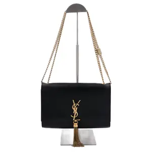 Pre-owned Yves Saint Laurent Calfskin Shoulder Bags Kate Medium Black JM AM13