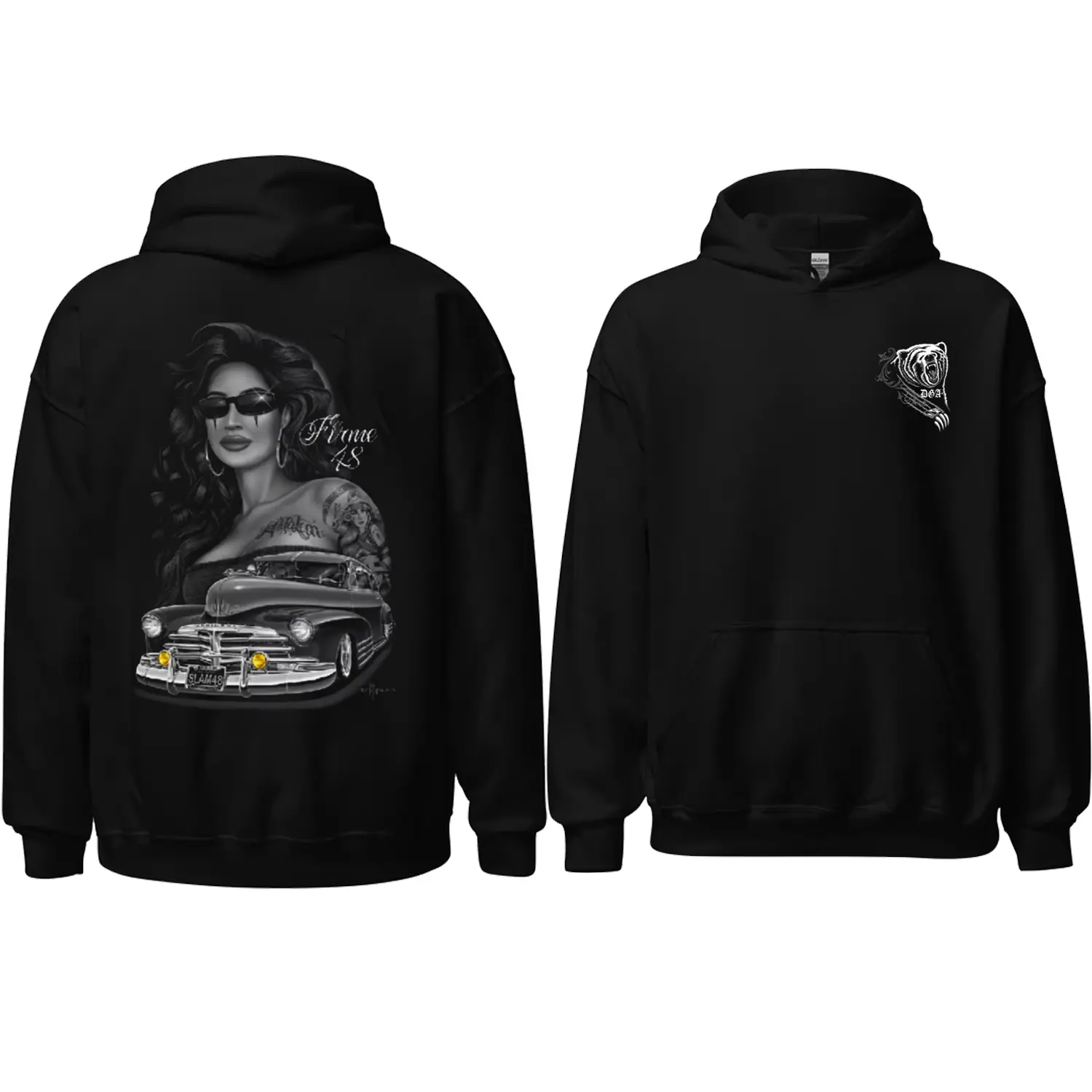 DGA David Gonzales Firme 48 Lowrider Chicano Art Hoodie,  Trendy Men and Women's Streetwear Clothing - Unisex T-Shirt Full Size S-5XL