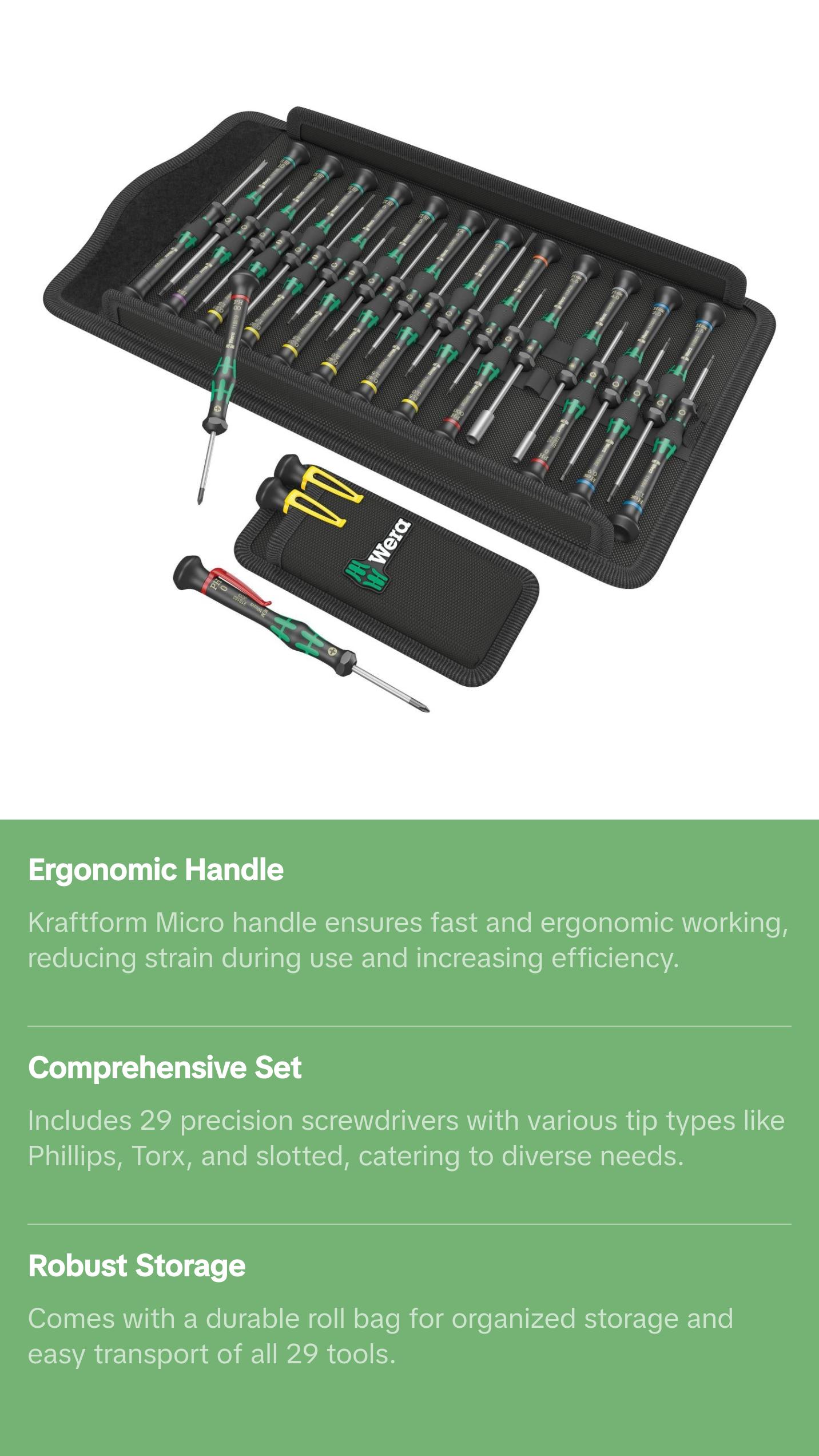 Wera 05134027001 Kraftform Micro Electronics Screwdriver Set Big Pack 2, 29 Pc.