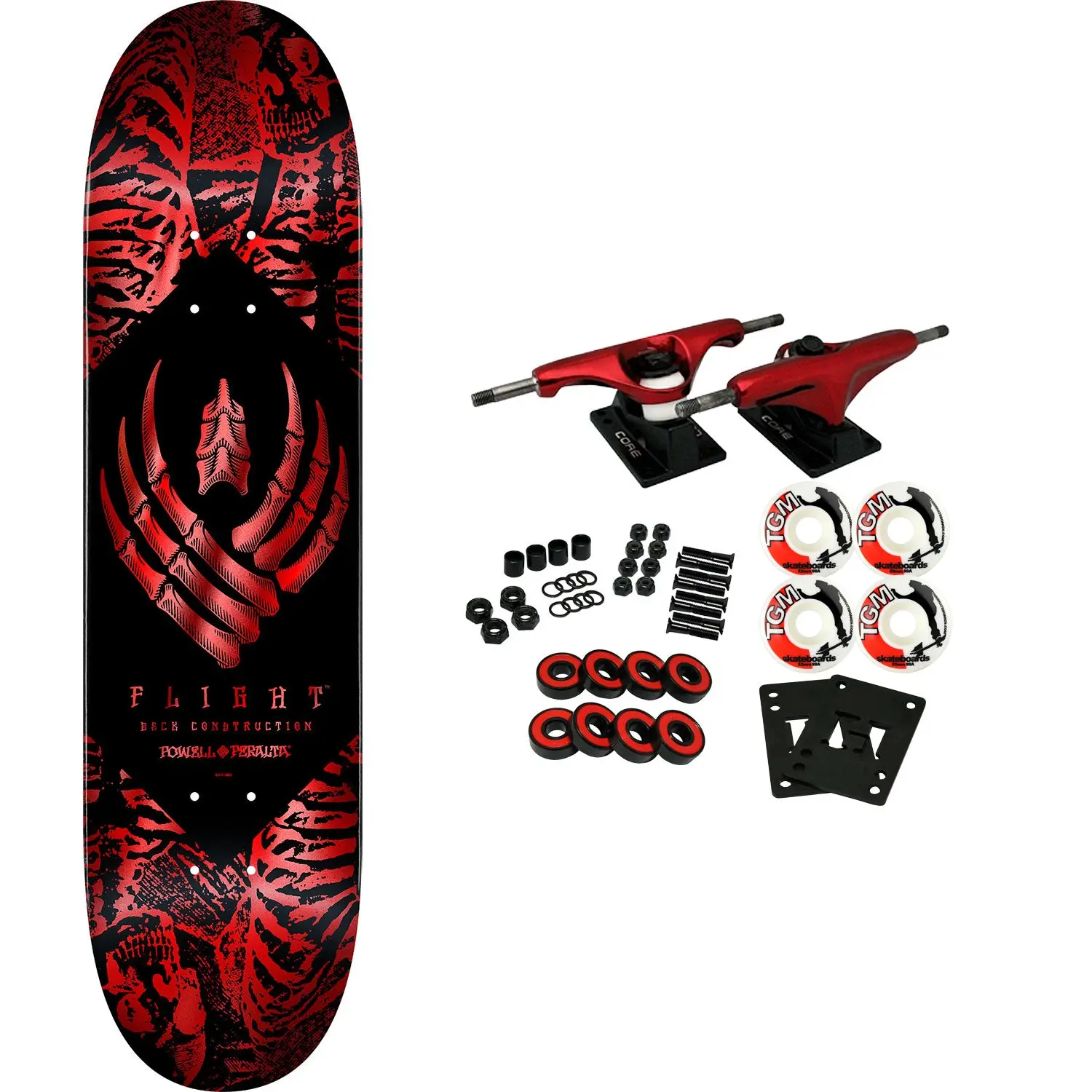 Powell Peralta Skateboard Complete Flight 243W Skeleton Red Foil 8.38" x 32.08"