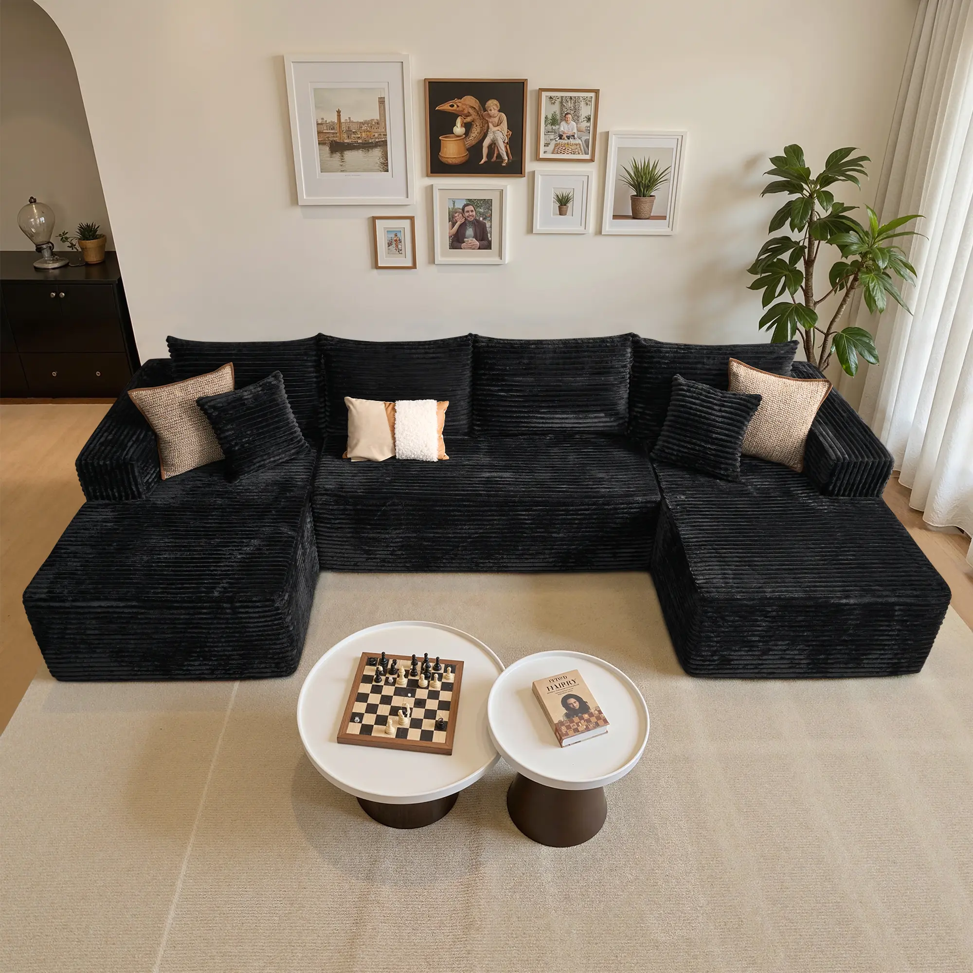 CAODOC 134'' Modular Sectional Couch Viral U-shaped Sofa Chaise Lounge Boneless Upholstered 4 Seater Couch for Living Room Cozy Upgrade No Assembly Needed CAODOC 134'' Modular Sectional Couch Viral U-shaped Sofa Chaise Lounge Boneless Upholstered 4 Seater Couch for Living Room Cozy Upgrade No Assembly Needed