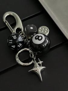 dice & ball design keychain, cute keychain for car keys for women & men, keychain bag pendant, fashion accessories for bag decoration, fashionable alloy keychain