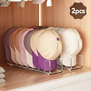 LDQ Clear Acrylic & Plastic Freestanding Baseball Cap Storage Rack with Multi-Grid Shelf - Suitable for Wardrobe, Drawer, Hat Display Shelf, Space-Saving Durable Plastic Hooks for Caps, Helmets, Visors Hat Storage Organizer (No Installation Required)