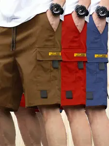 Men's Casual Loose-Fit Summer Functional Cargo Shorts, Gray-Khaki-Blue, Multiple Pockets, Knee-Length Straight-Leg Design, Drawstring Closure,summervibes