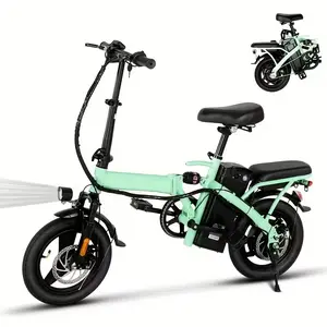 ASKMY-E14GRN 45 Mile Range | Portable Folding E-Bike 350W Peak Power,  14" Small Wheel Design, Dual Disc Braking | UL2849 Certified, Puncture-Resistant Battery, 12-Month Warranty