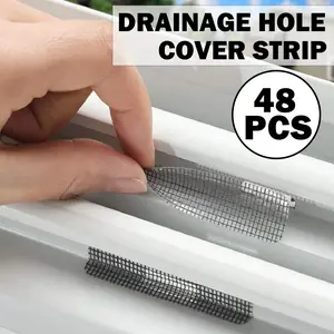 48 Counts Window Weep Hole Screen Patch, No-Drill Adhesive Water Guards, Sticky Fiberglass Mesh Repairs