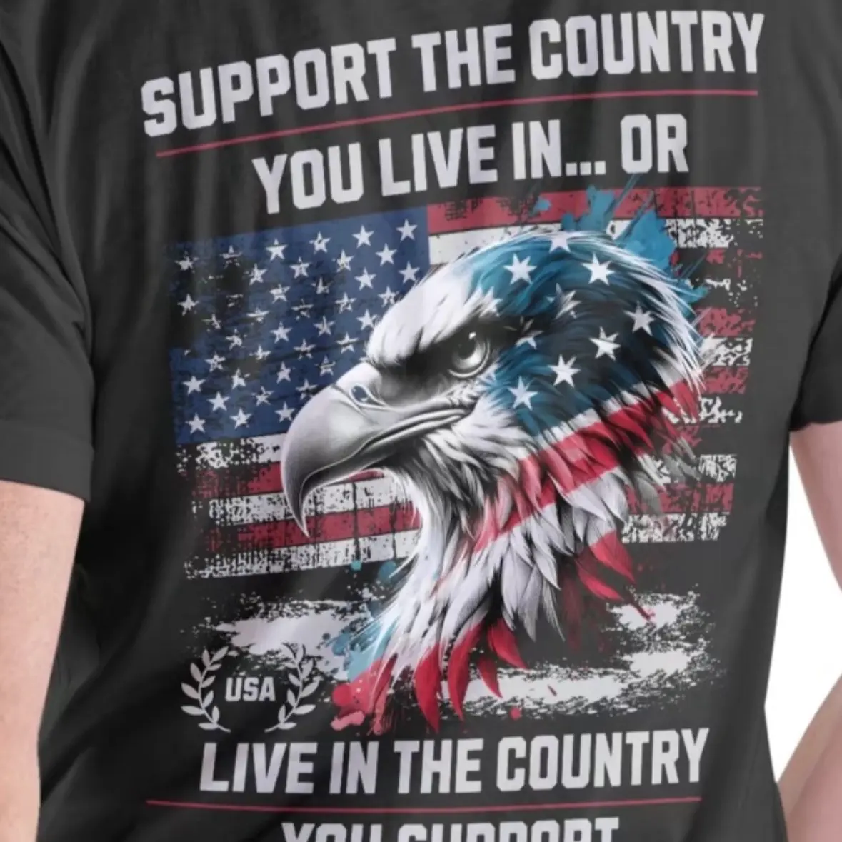 Natural Cotton Round Neck Shortsleeve Tshirt - Soft, Stylish, Breathable Casual Wear for Patriotism Enthusiasts (Ideal for Daily Use)
