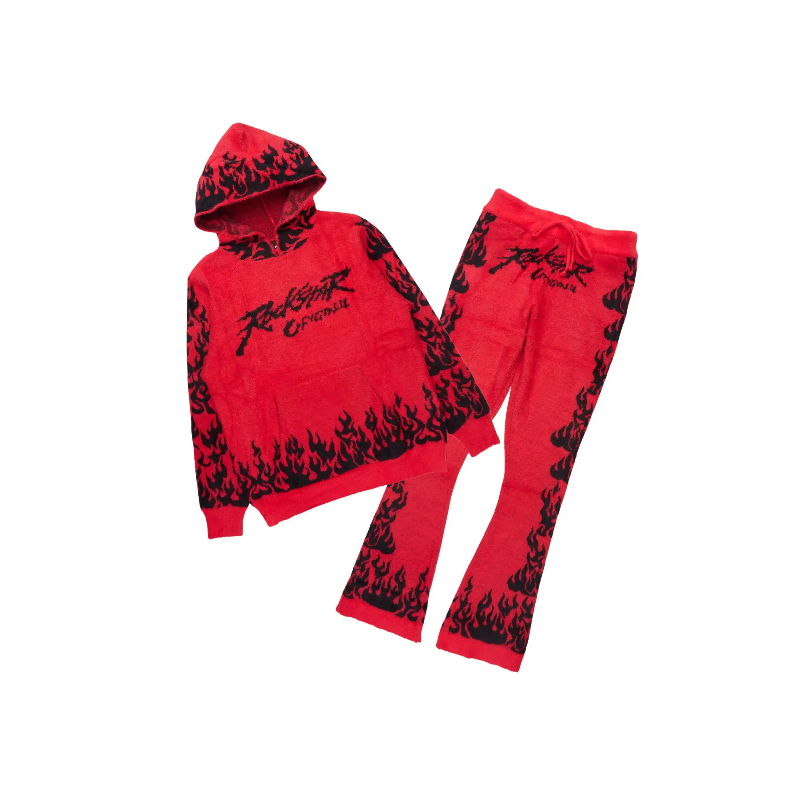 Hellstar レッド フレイム パーカーセット Medium Hellstar Future Flames Red Hoodie 
