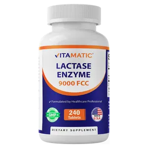 Vitamatic Lactase Enzyme 9000 FCC 240 Tablets - Lactose Intolerance Relief Caplets