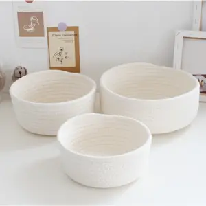 Handmade Rope Storage Basket, 1/3 Counts Portable Storage Basket for Home and Office Desktop, Bedroom Organizer, Desktop Storage Organizer for Home Office