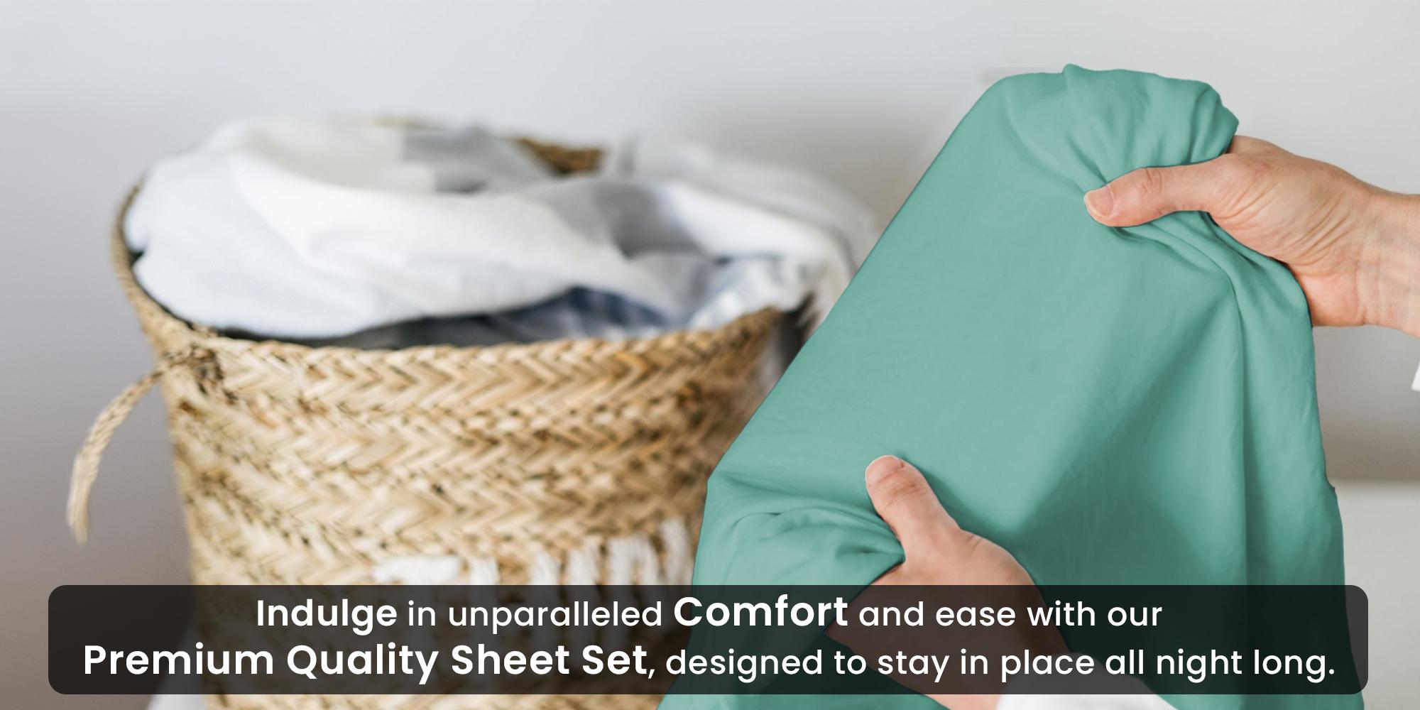 Hannah Bedding 4-Pc Solid Bed Sheet Set – Brushed Microfiber Luxury Bedding,16" Deep Pocket Fitted Sheets & Embroidered Pillowcases, Fade & Wrinkle Resistant, All-Season Soft & Cozy Sheets – Premium Quality Bedding Set