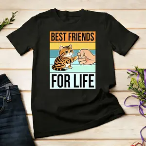 Bengal Cat Best Friends For Life T-Shirt, 100% Cotton Unisex, Wild Pet Graphic, Animal Lover Gifts, Comfortable Fabric, Ideal For Cat Enthusiasts