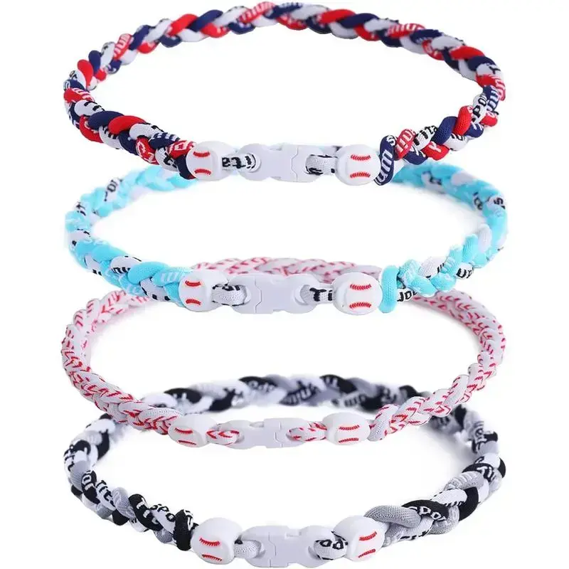 Boys baseball necklace, three tornado titanium necklaces with woven ropes, Christmas gift baseball accessories Boys baseball necklace, three tornado titanium necklaces with woven ropes, Christmas gift baseball accessories