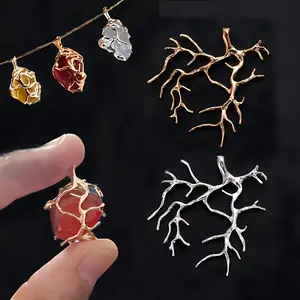 4/6/8/10pcs Branch Pendant Tray Set, Suitable For DIY Handmade Jewelry Making Materials, Necklace Earrings Jewelry Accessories, Copper Material