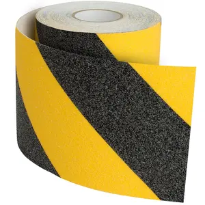 Heavy Duty Anti-Slip Grip Tape, Anti Slip Traction Tape, Non-Slip Tape, 6 Inches x 30 Foot, Black + Yellow, 80 Grit,  Adhesive, for Staircase, Ladder, Ramp, etc.