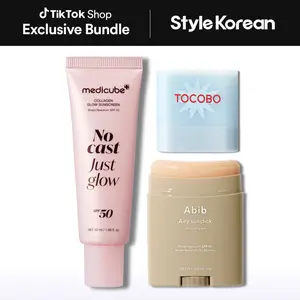 [Stylekorean] Sun Care Anywhere Trio Set (Medicube no white cast just glow sunscreen, Abib Ariy sunstick, Tocobo sunstick mini, non greasy spf 50)