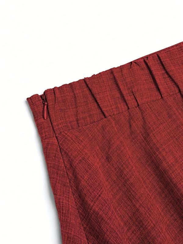 Women's Plus Size Elegant A-Line Midi Skirt, Casual Pure Color Floral Pattern, Fitted Summer & Fall Fashion