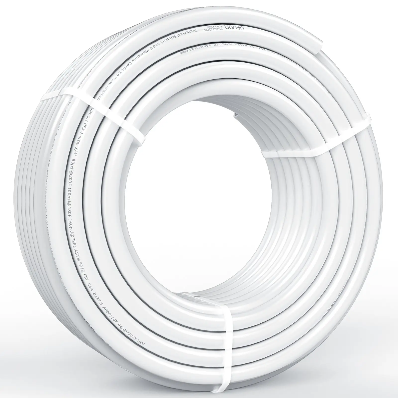 【toolupgrade】VEVOR 3/4" x 100ft PEX-B Flexible Tubing, Potable Water Pipe for Hot/Cold Plumbing Applications, Includes Free Cutter and Clamps, White