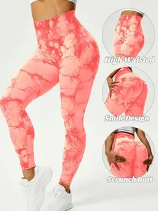 Woman tie Dye high waist scrunch sports legging yoga pants