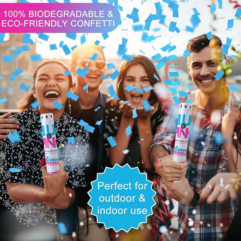 Gender Reveal Confetti Cannon, Set of 4 Mixed (2 Blue 2 Pink) Gender Reveal Confetti Cannon Popper, for Gender Reveal Decorations and  Gender Reveal Party Supplies, Pink&blue