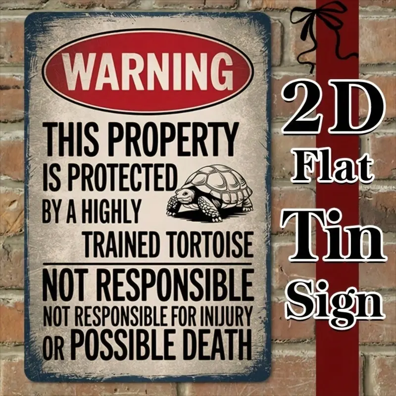 Aluminum Turtle Crossing Humorous Retro Wall Decor Circular 8x12 Inch Novelty Sign for Home Bar Cafe Garage