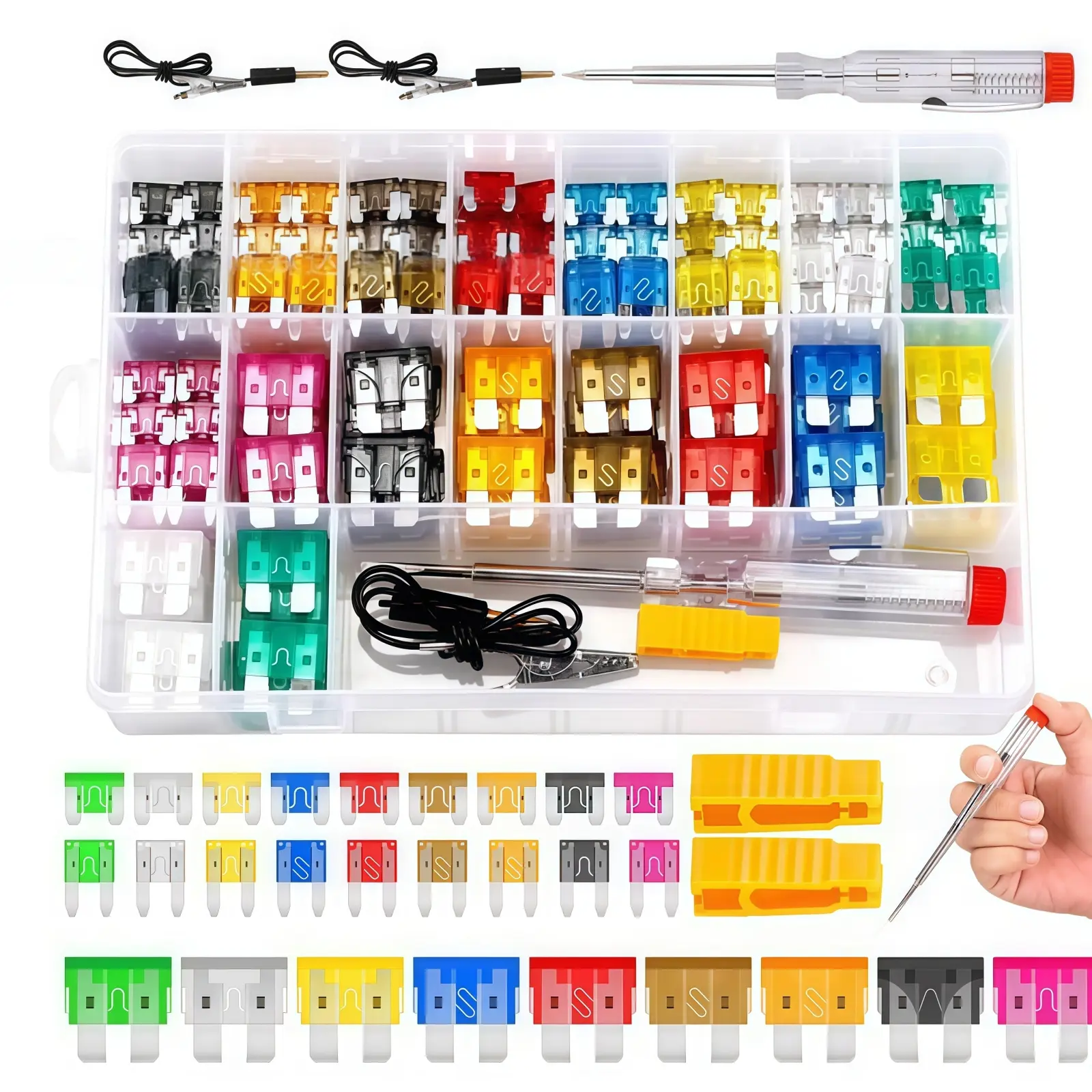 【Father's Day Gift】306PCS Assorted Car Blade Fuse Set, Colorful Plastic Pallet-Assembled Fuses for Automotive Electrical Replacement, Home Improvement Electrical Accessory, Fathers Day