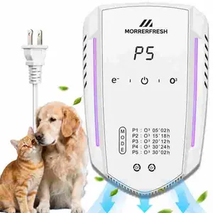 MORRERFRESH Smart Pet Odor Eliminator for Multi-Cat Litter Box & Dog Urine, Filter-Free Ozone Air Purifier for Tough Smells, Quiet & Portable【Free Pet Grooming Brush Included】
