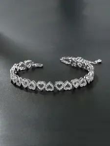 Single Micro-inlaid Zircon Heart Bracelet, Gentle Sweet Style, Transparent Zircons Without Impurities Enhances Charm for Dating Outfits/Exquisite for Daily Wear, Suitable for Young Girls Pursuing Romance, Heart Shaped Bracelet, Elegant Jewelry Bracelet