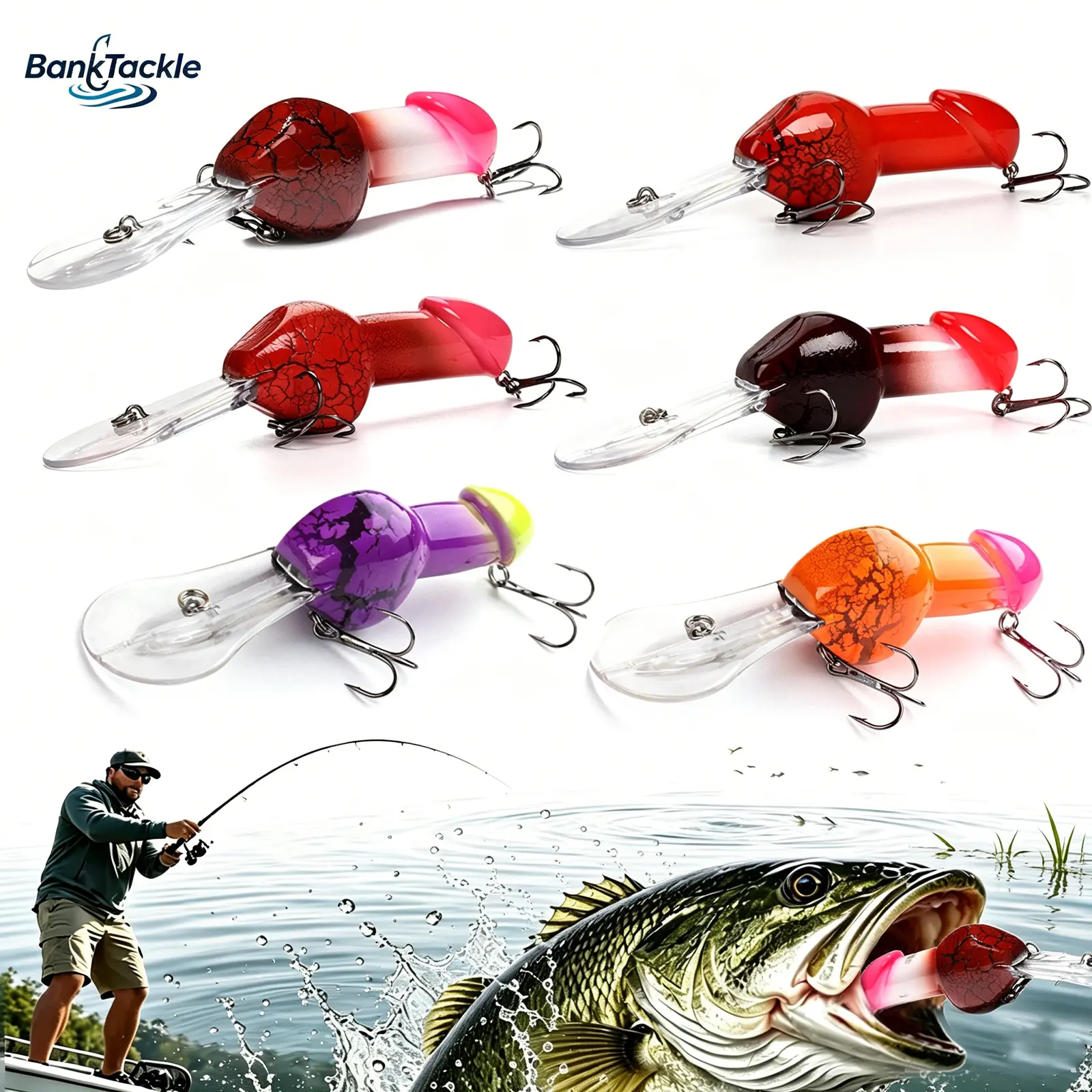 6 PCS Fun Fishing Baits 3D Swimbaits for Freshwater and Saltwater Surface Lures Bass Lures Fishing Gear Spinning Fish Hooks for Fishing Equipment Hook for Fishing Lovers,Gift for Men
