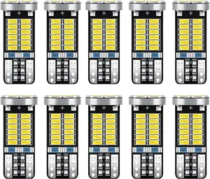 10 count 194 LED Light Bulb, T10 168 W5W 2825 LED Reading Bulb with 24-SMD 3014 Chipsets, Bright 6000K  License Plate Lamp Bulbs for  Interior Dome/Courtesy/Trunk Light (White)