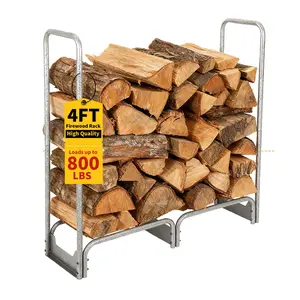 Garvee Heavy Duty Steel Firewood Rack with Waterproof Cover – Indoor/Outdoor Log Holder – Durable, Large Capacity for Fireplace, Patio, Fire Pit – 4FT
