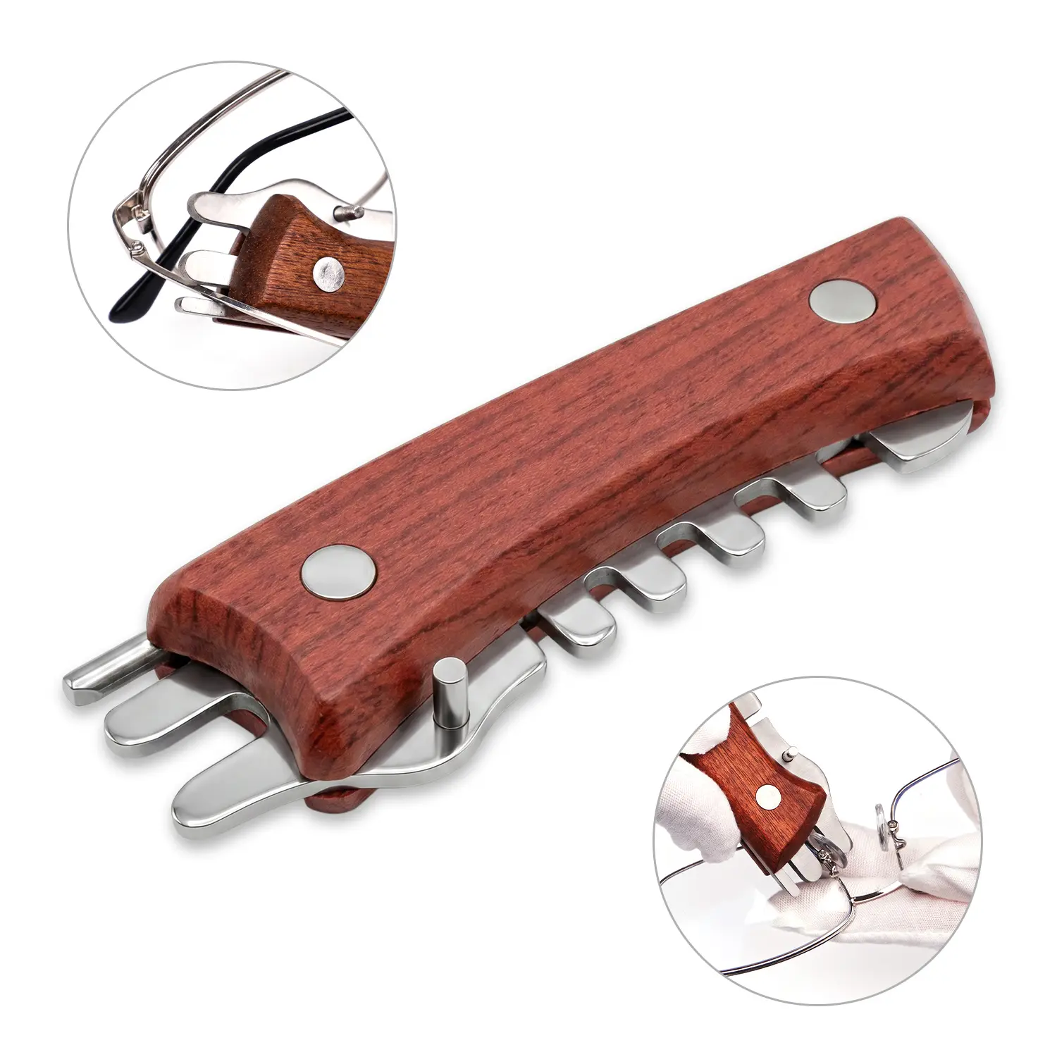 Ergonomic Glasses Adjuster Tool, Multi-Function Eyewear Repair Aid for Home Use on Eyeglass Frame Legs and Noses, Home Eyewear