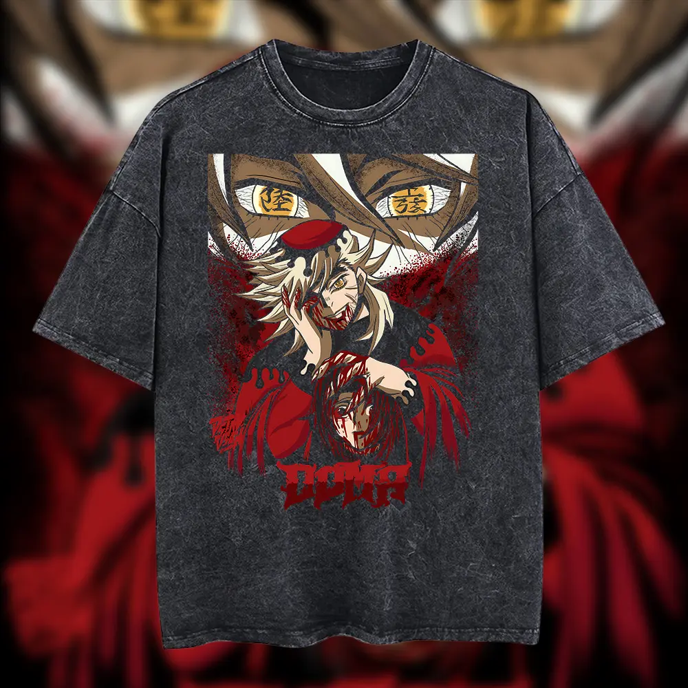 Vintage Douma Print Mineral Wash Tee, Unisex Shirt Gift For Him, Anime Lover, Demon Slayer Crewneck, Halloween Gift, Retro Tee