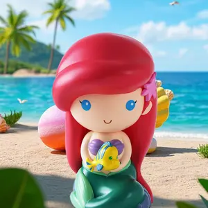 1pc Disney Officially Licensed The Little Mermaid Piggy Bank PVC Material Waterproof Drop Resistant Large Capacity Deposit and Access To Money Super Convenient Ins Style Home Desktop Art Pieces Fantastic Gifts for Family and Friends MN-86344