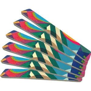 6 ALAZCO Jumbo Dual-Sided Nail File Emery Board Medium & Coarse Grit Cushioned Easy Grip Comfort Filing Smoothing Nails TSA Travel Approved Colorful Abstract Design
