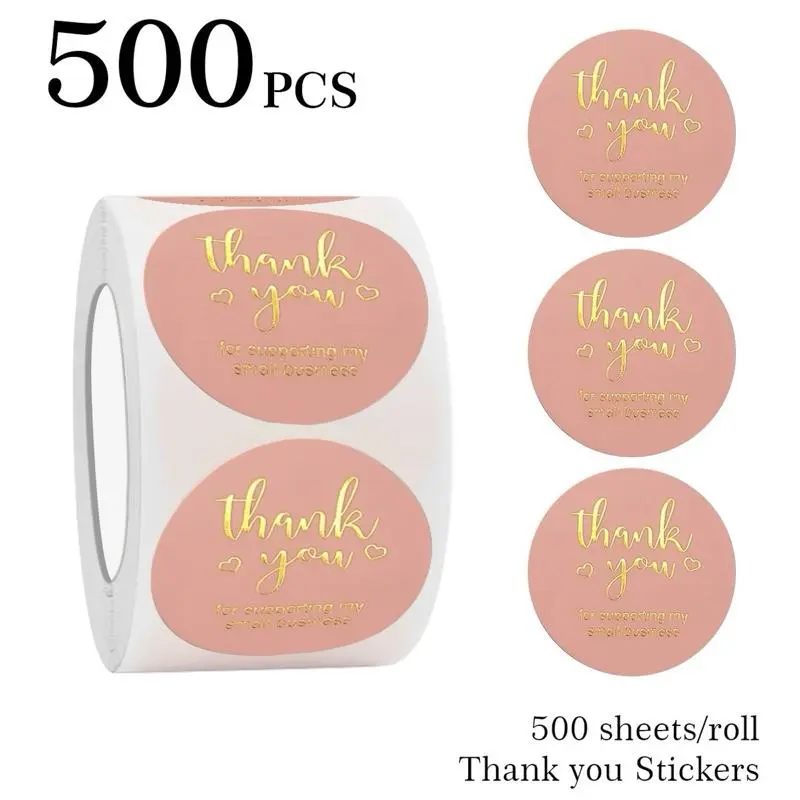 500Pcs 1" Thank You Stickers for Supporting Small Businesses Sticker Set Express Gratitude & Appreciation Easy Application for Various Purposes