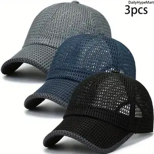 Unisex 3pcs Breathable Duckbill Cap Set - Adjustable, Fitted, Comfortable Sun Shade Accessory for Summer Outdoor Sports, Available in Gray Blue & Black, Adjustable Caps, Fitted Cap