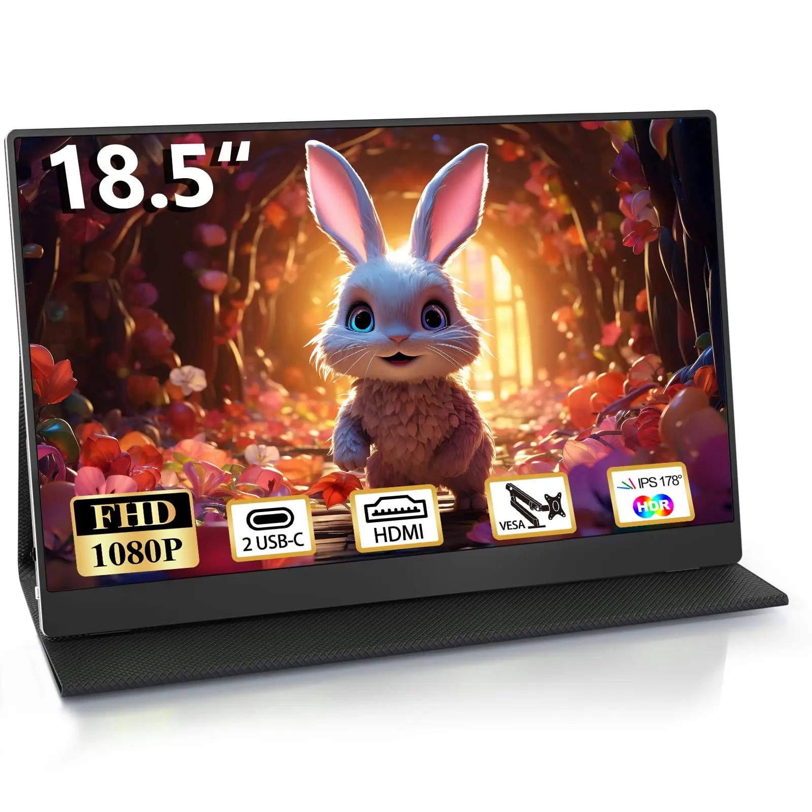 Fast IPS Portable Gaming Monitor - 15.6/17.3/18.5in 1080P 60Hz/100Hz, HDR, Ultra-Slim, Frameless, FreeSync, HDMI, USB-C, Stand Compatible Desktop & Laptop Component Monitor, Fast Ips Monitor