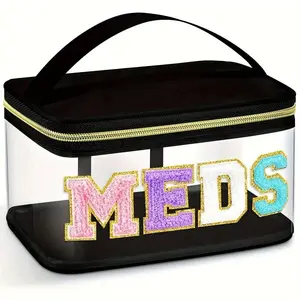 Waterproof Clear Travel Medicine Bag with Carry Handle, Portable Transparent Toiletry & Medical Organizer, Dustproof Lightweight Storage Pouch for Home Travel Camping Outdoor