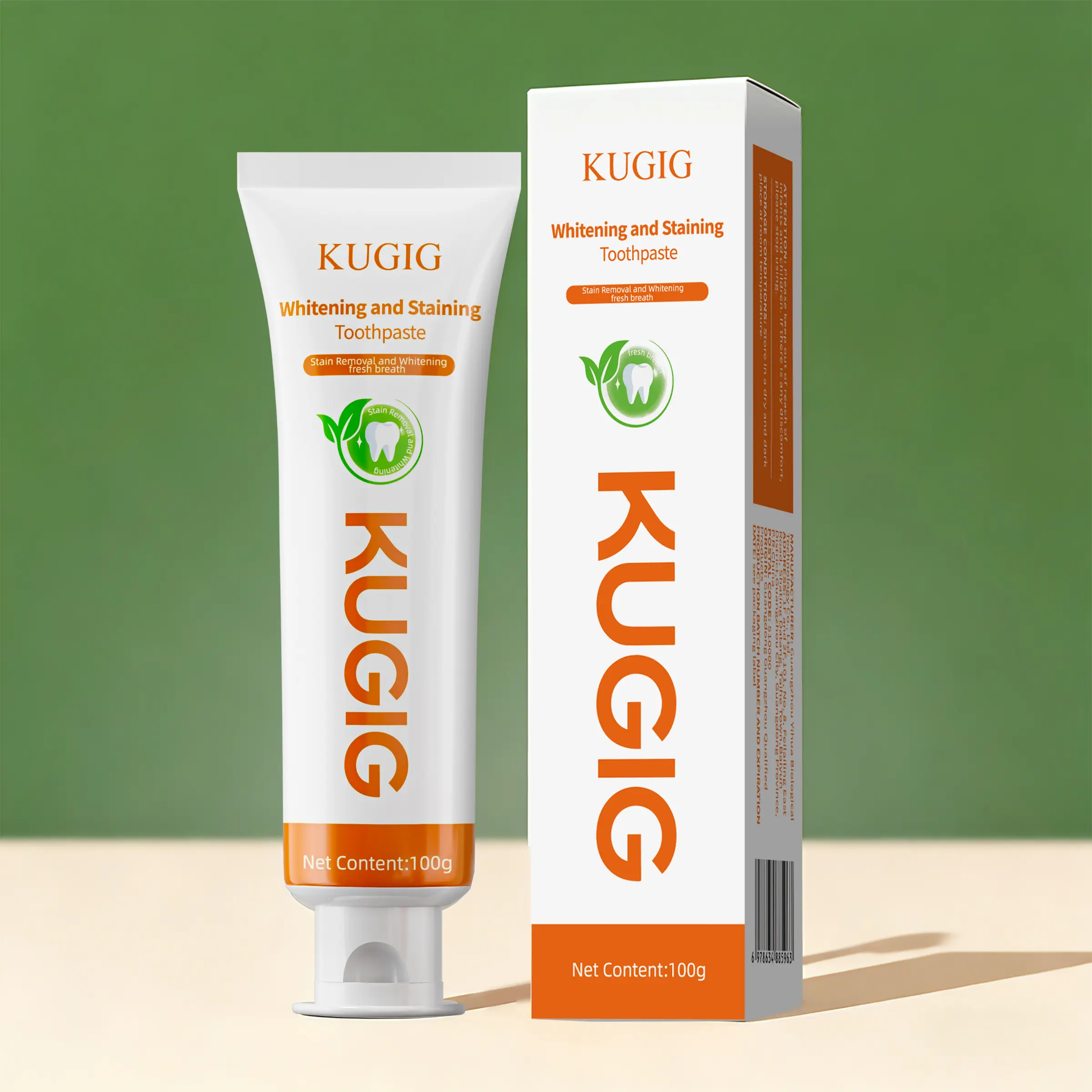 KUGIG Toothpaste - Fluoride-Free Gentle Formula for Sensitive Teeth, Mint-Flavored Breath Care Toothpaste for Plaque Removal, Cavity Protection, Teeth Whitening, Gum Support & Bright Smile