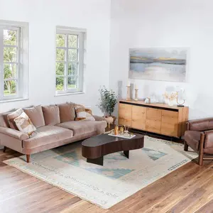 Songculan Teal Hand Knotted Wool Rug
